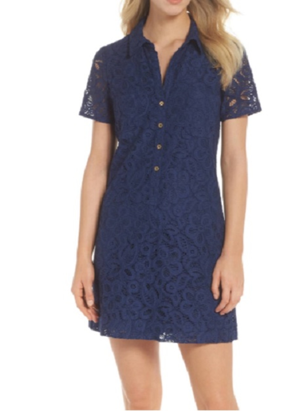Lilly Pulitzer Nelle Dress High Tide Blue Pop floral lace Sz 2